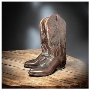 🆕 El Dorado Men's Western Handmade Vanquished Calf 10 Brown NIB